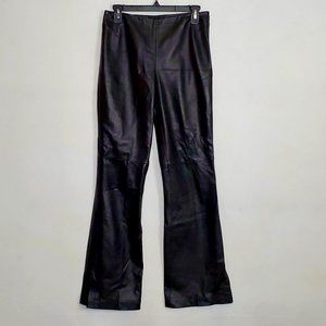 DANA BUCHMAN Black Leather Flare Leg Pants 4 EUC